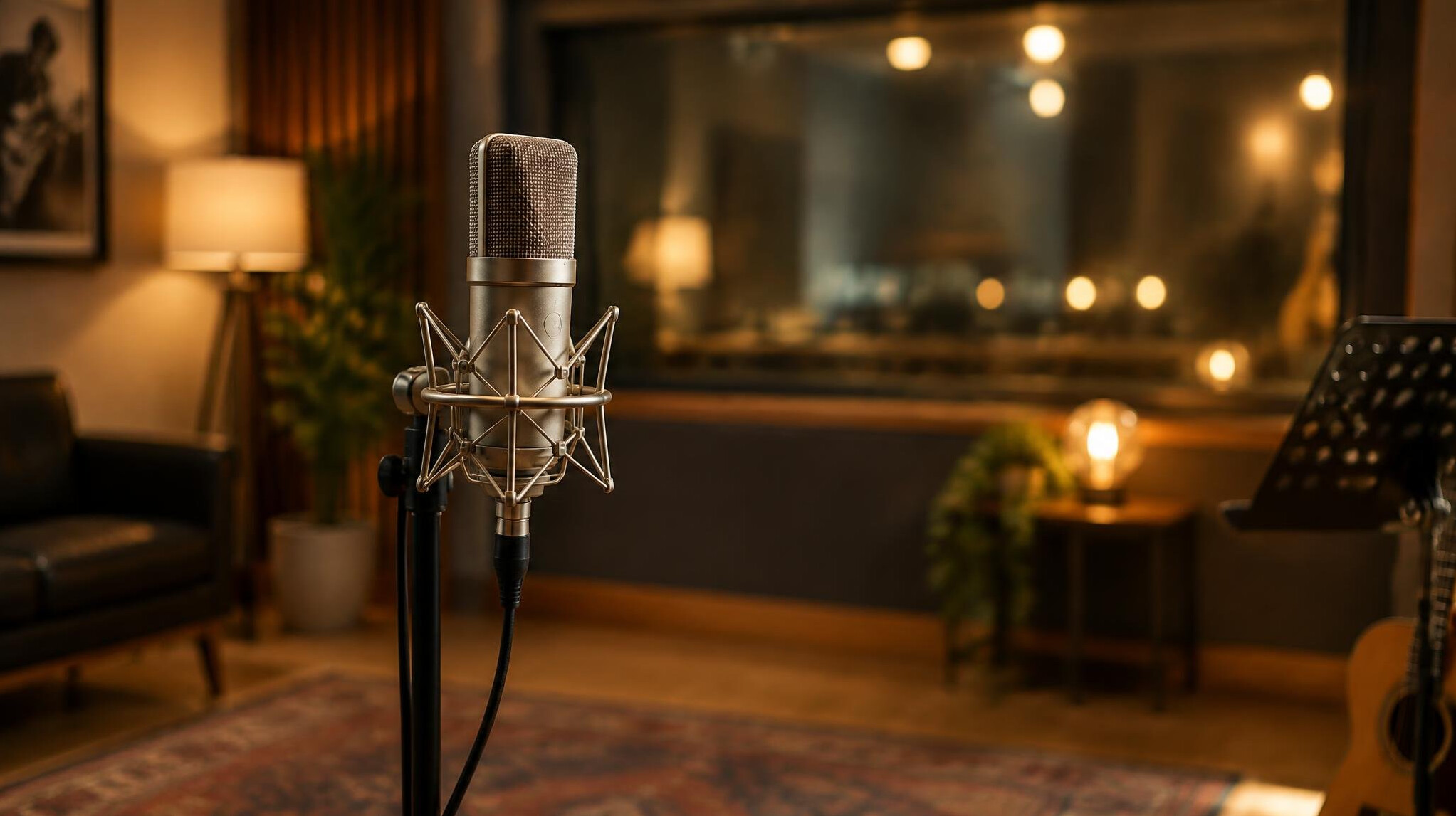 Professional studio microphone with soft background light
